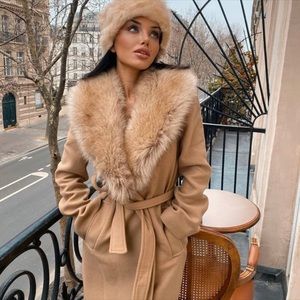 Zara Italian Wool Belted Coat Light Camel Color